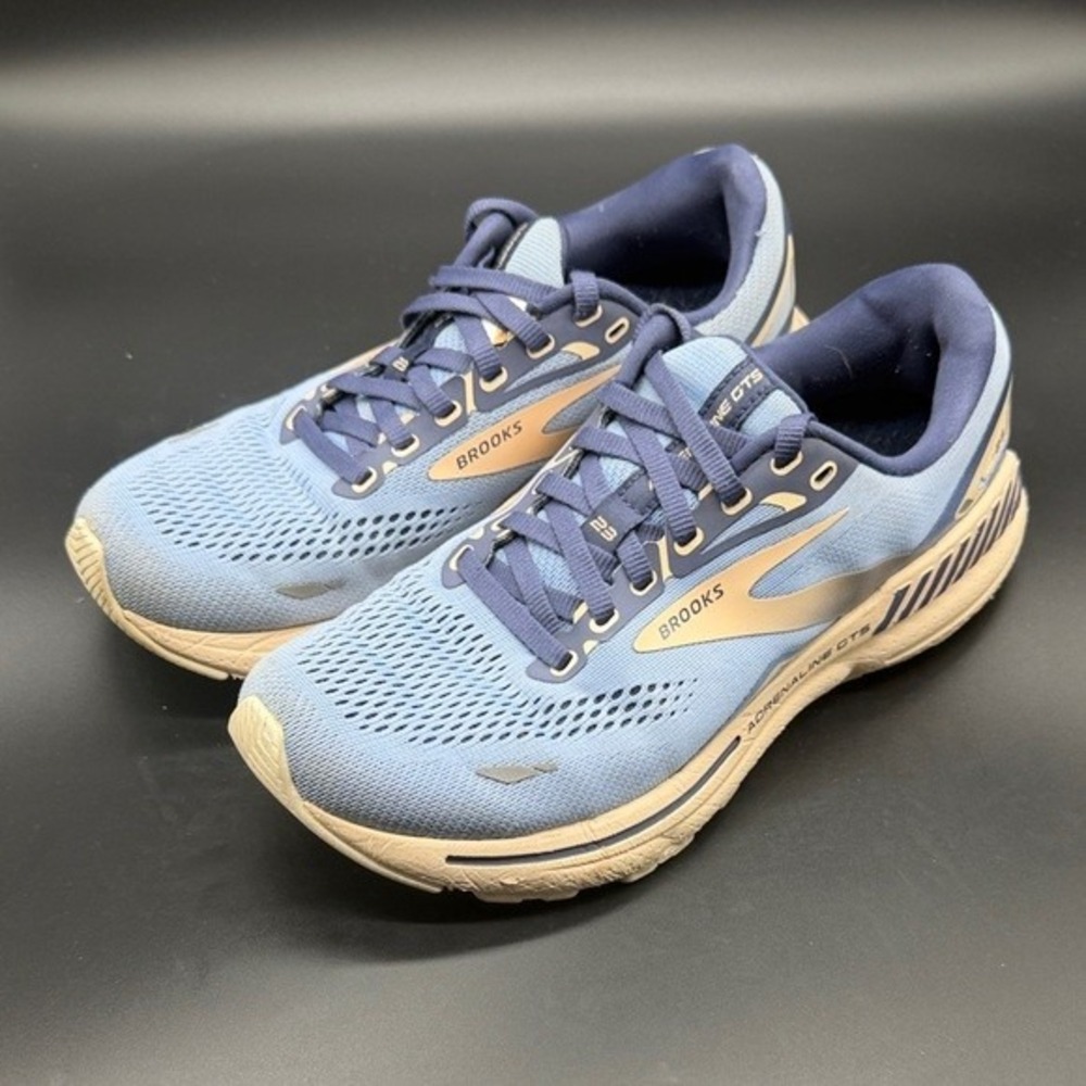 Brooks Adrenaline‎ GTS 23 Women's Running Shoes Light Blue Gold Size 8.5 Medium